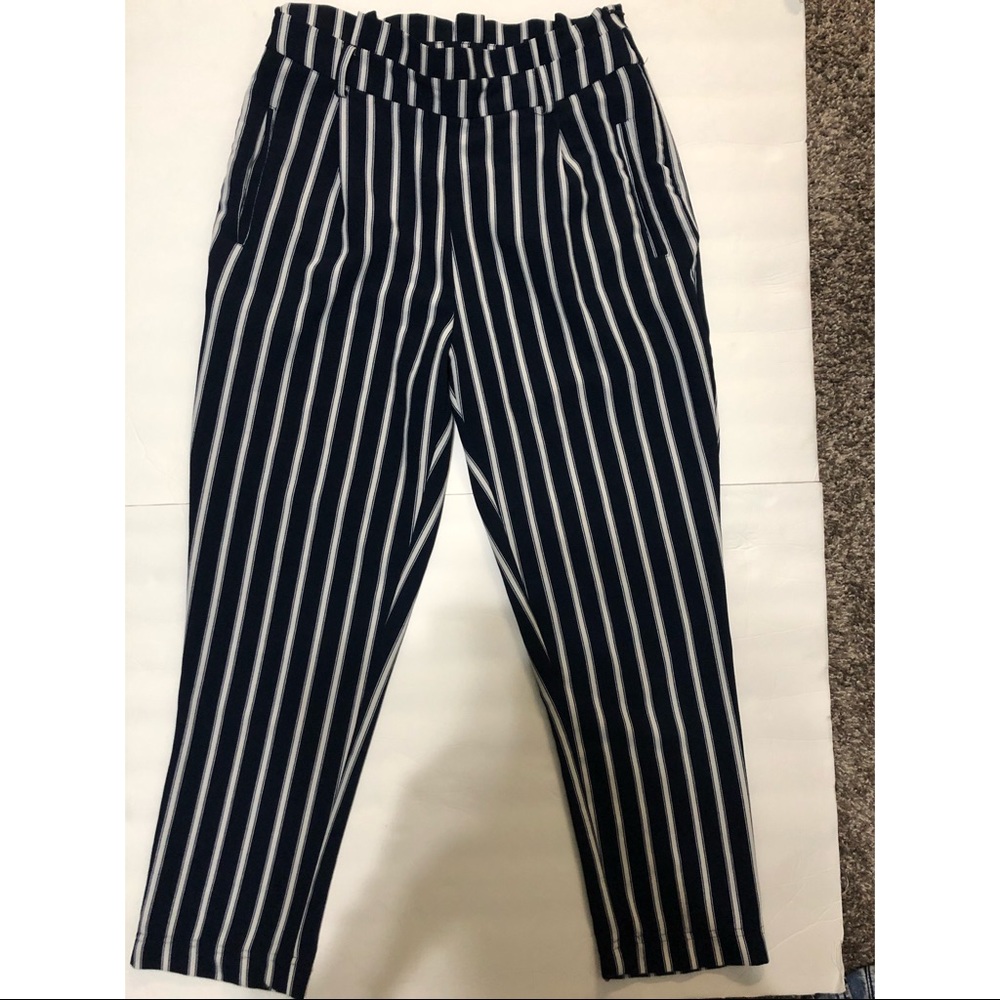 Navy/white striped dress pants